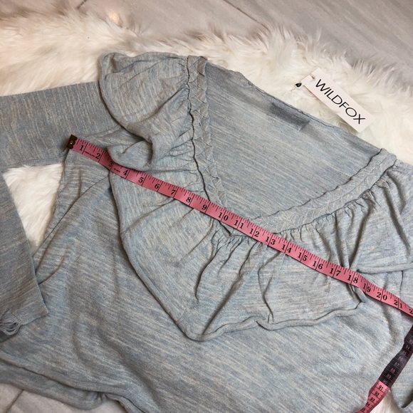Wildfox Lais Ruffle Sweater Blue Top - Picture 7 of 8